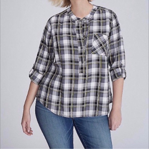 Lane Bryant Plaid Popover Top‎ - Picture 3 of 10